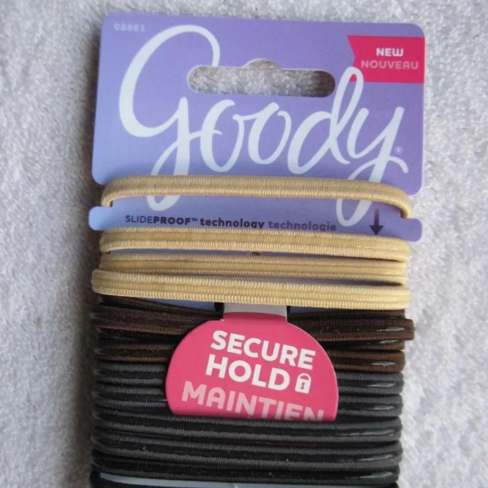 15 Goody Slide Slip Proof Silicone Line Elastics Hair Bands Stay Put Hold Secure